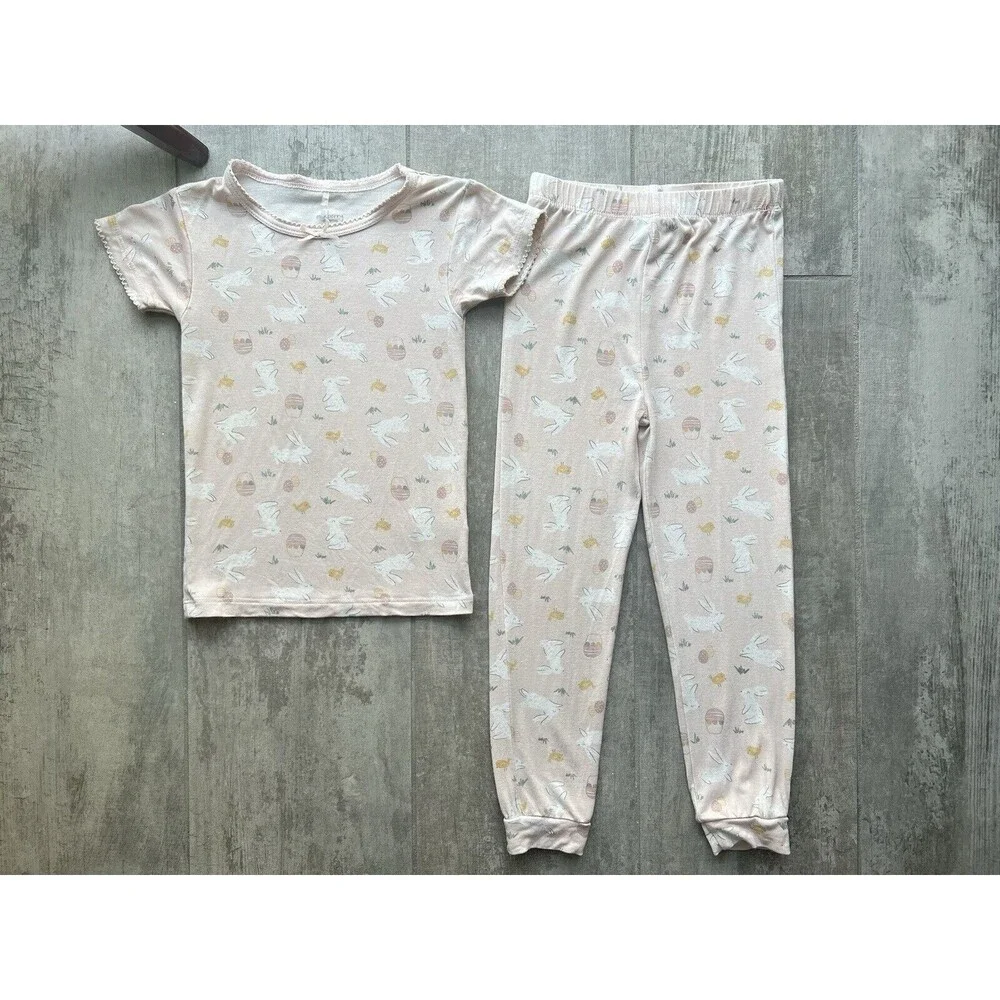 $45 MILKBERRY Pajamas Boutique Designer Bamboo 2 Piece Pjs Set Girls Easter 4T